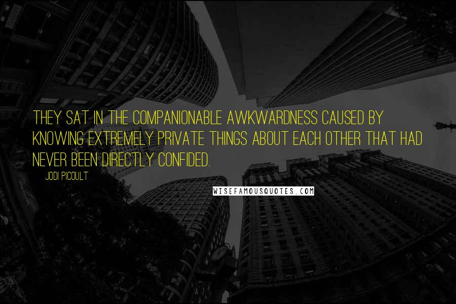 Jodi Picoult Quotes: They sat in the companionable awkwardness caused by knowing extremely private things about each other that had never been directly confided.