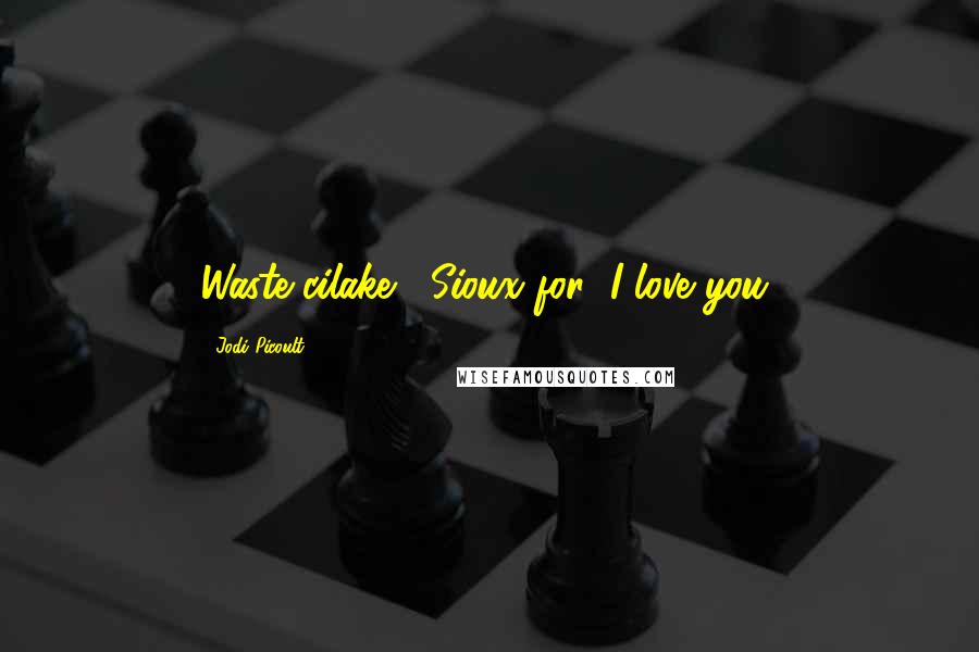 Jodi Picoult Quotes: Waste cilake," Sioux for "I love you,