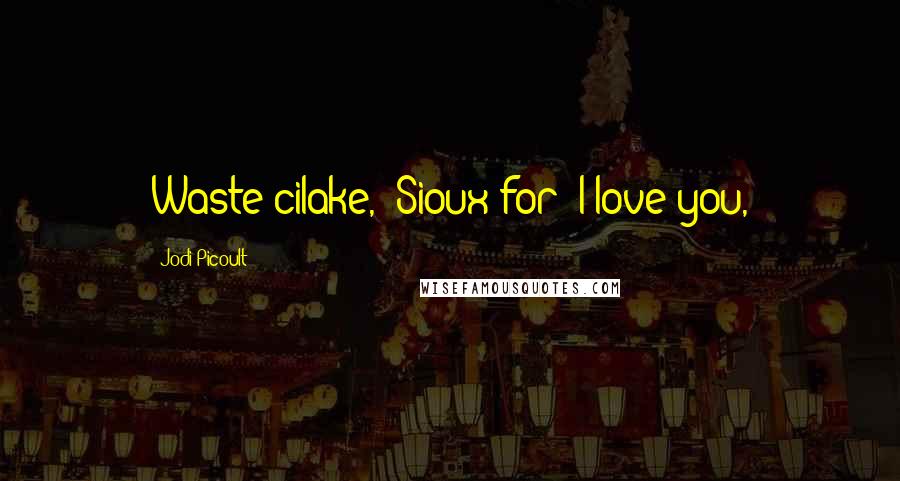 Jodi Picoult Quotes: Waste cilake," Sioux for "I love you,