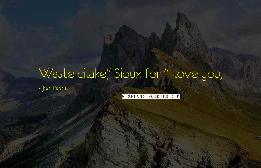 Jodi Picoult Quotes: Waste cilake," Sioux for "I love you,