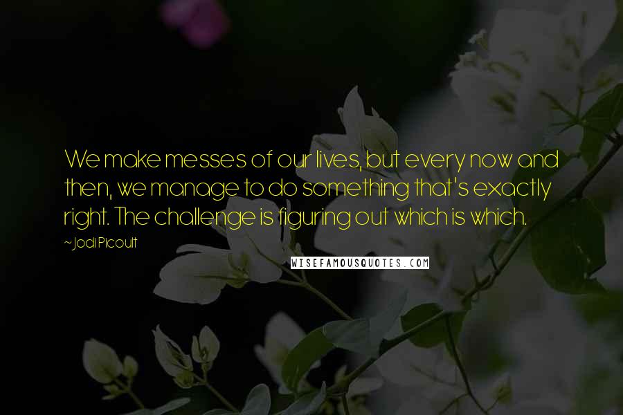 Jodi Picoult Quotes: We make messes of our lives, but every now and then, we manage to do something that's exactly right. The challenge is figuring out which is which.