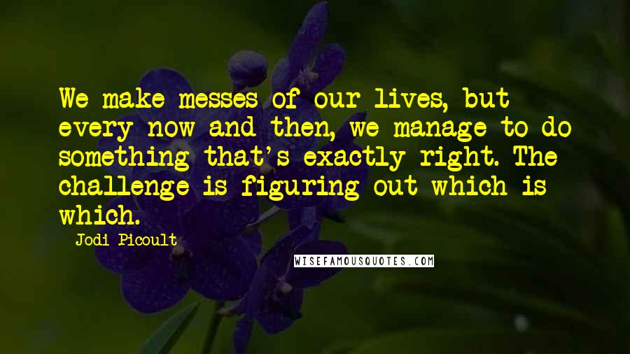 Jodi Picoult Quotes: We make messes of our lives, but every now and then, we manage to do something that's exactly right. The challenge is figuring out which is which.