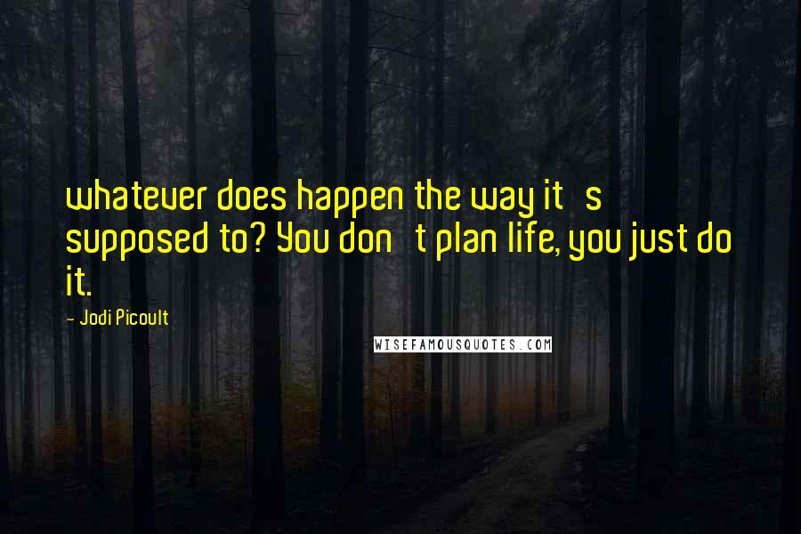 Jodi Picoult Quotes: whatever does happen the way it's supposed to? You don't plan life, you just do it.