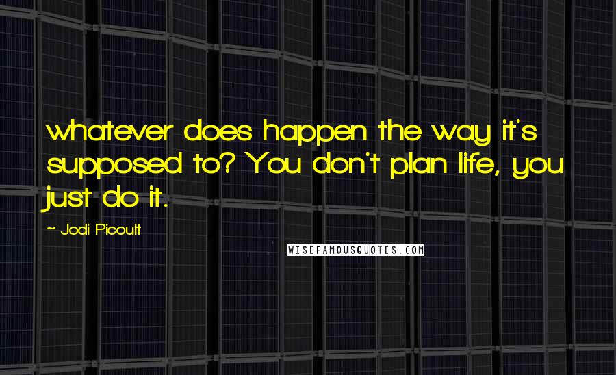 Jodi Picoult Quotes: whatever does happen the way it's supposed to? You don't plan life, you just do it.
