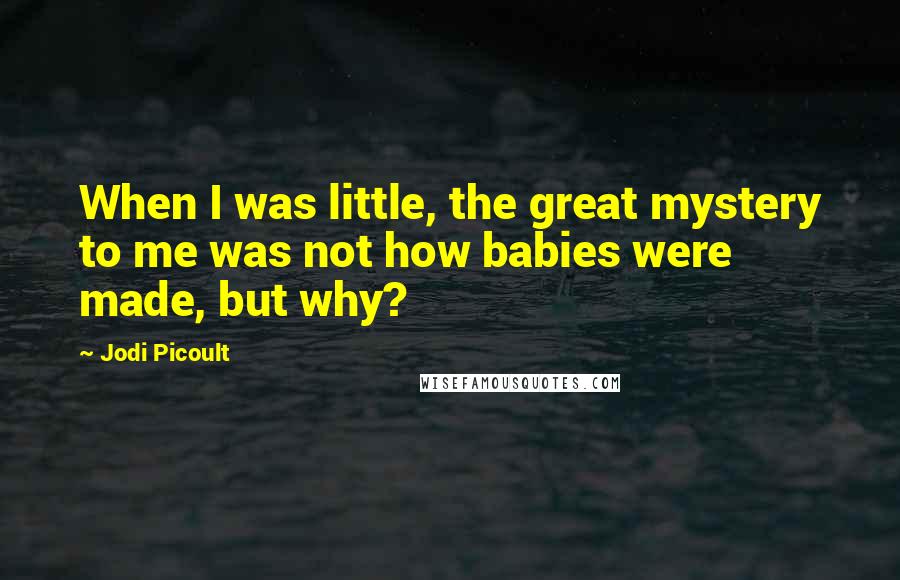 Jodi Picoult Quotes: When I was little, the great mystery to me was not how babies were made, but why?
