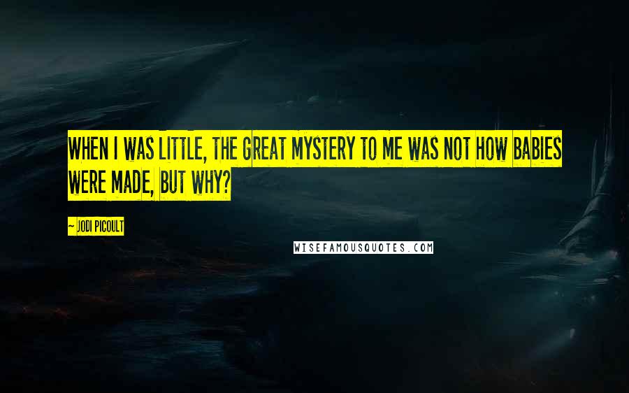 Jodi Picoult Quotes: When I was little, the great mystery to me was not how babies were made, but why?