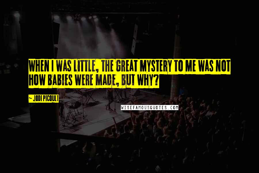 Jodi Picoult Quotes: When I was little, the great mystery to me was not how babies were made, but why?