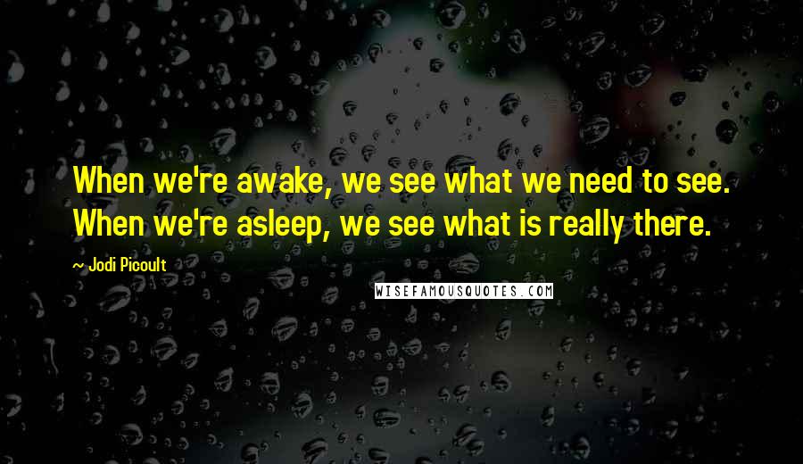 Jodi Picoult Quotes: When we're awake, we see what we need to see. When we're asleep, we see what is really there.