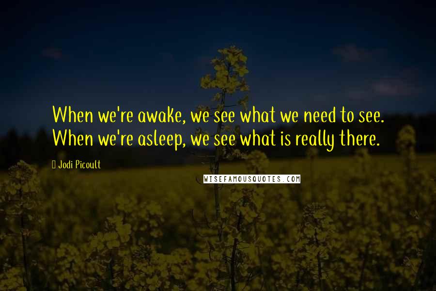 Jodi Picoult Quotes: When we're awake, we see what we need to see. When we're asleep, we see what is really there.