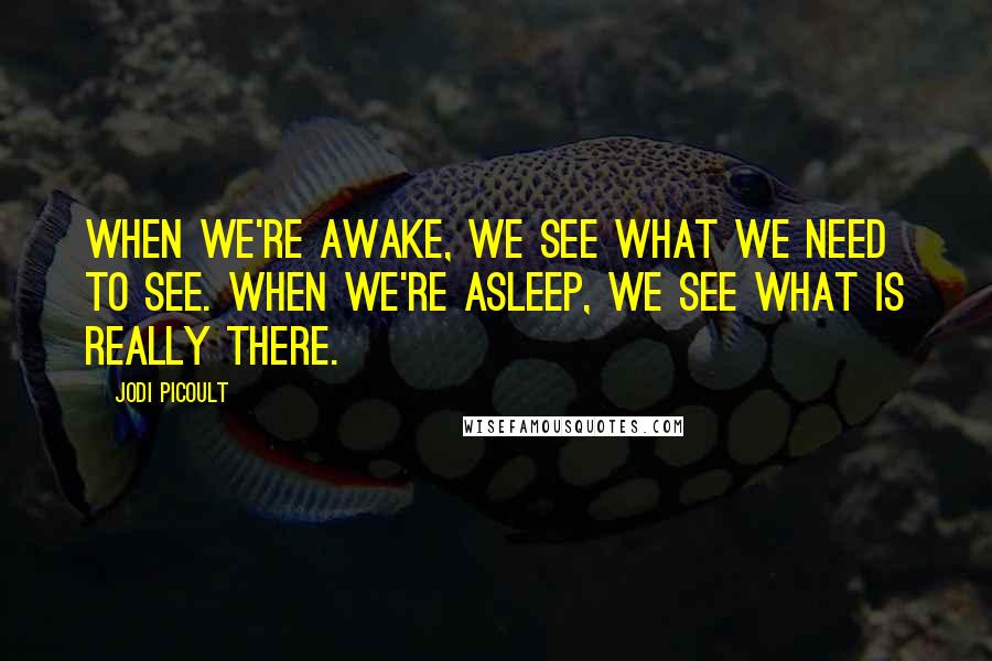 Jodi Picoult Quotes: When we're awake, we see what we need to see. When we're asleep, we see what is really there.