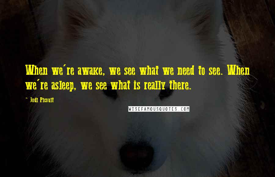 Jodi Picoult Quotes: When we're awake, we see what we need to see. When we're asleep, we see what is really there.