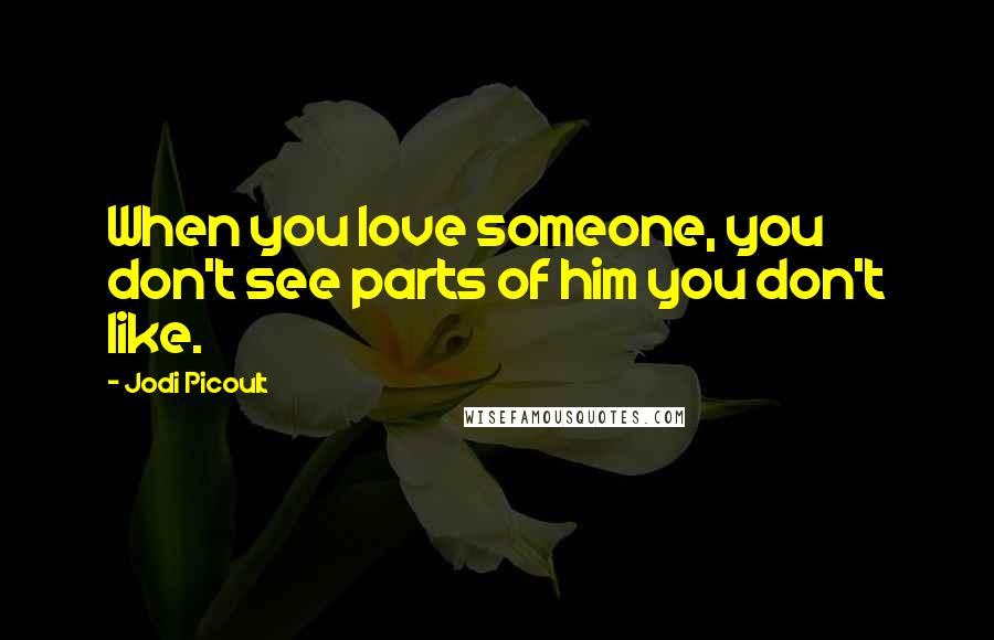 Jodi Picoult Quotes: When you love someone, you don't see parts of him you don't like.