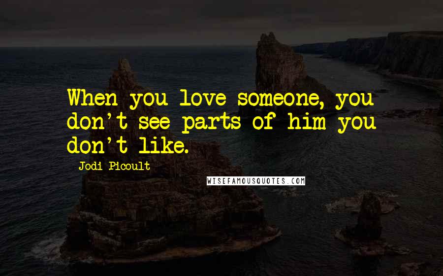 Jodi Picoult Quotes: When you love someone, you don't see parts of him you don't like.