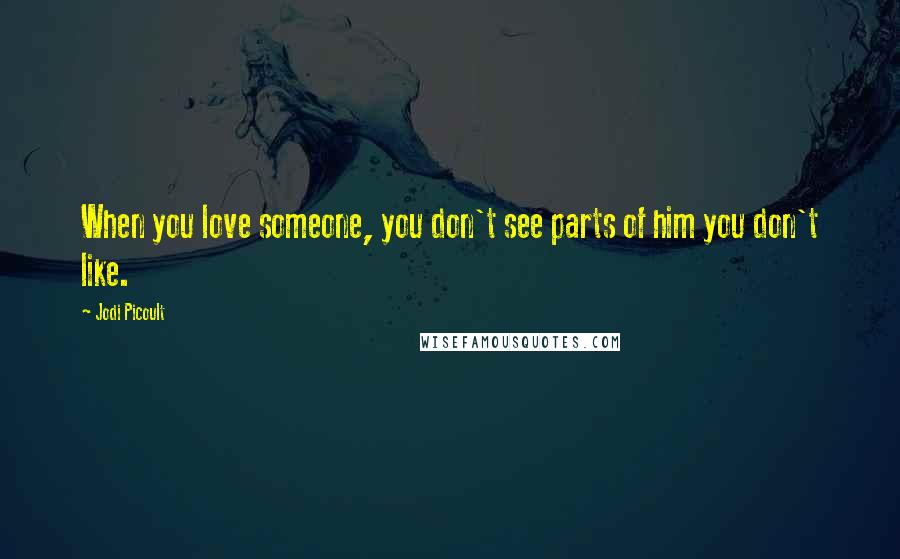 Jodi Picoult Quotes: When you love someone, you don't see parts of him you don't like.