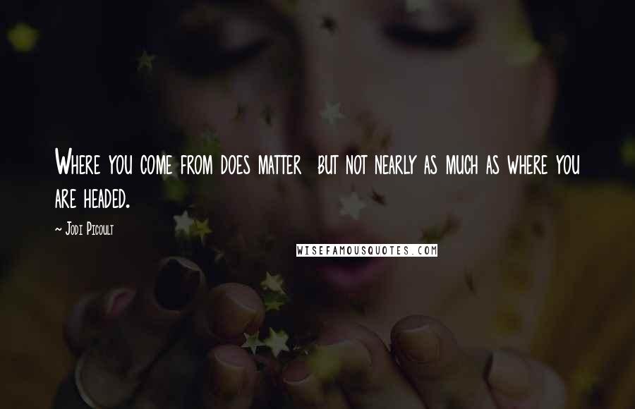 Jodi Picoult Quotes: Where you come from does matter but not nearly as much as where you are headed.