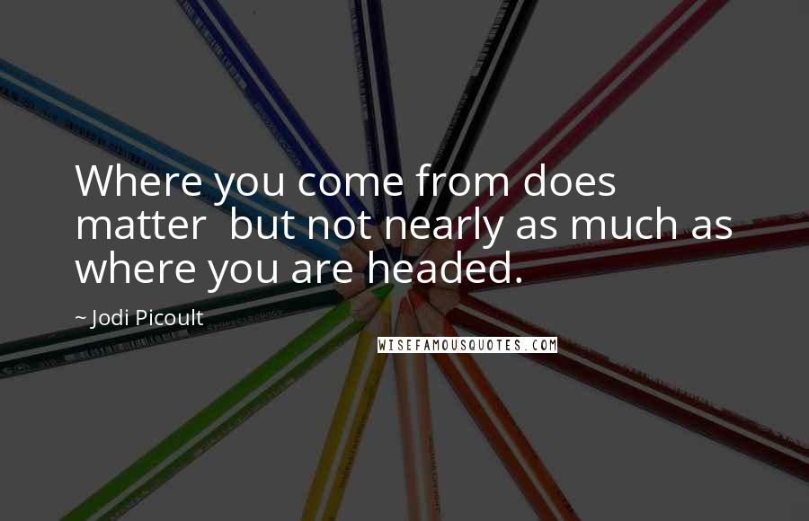 Jodi Picoult Quotes: Where you come from does matter  but not nearly as much as where you are headed.