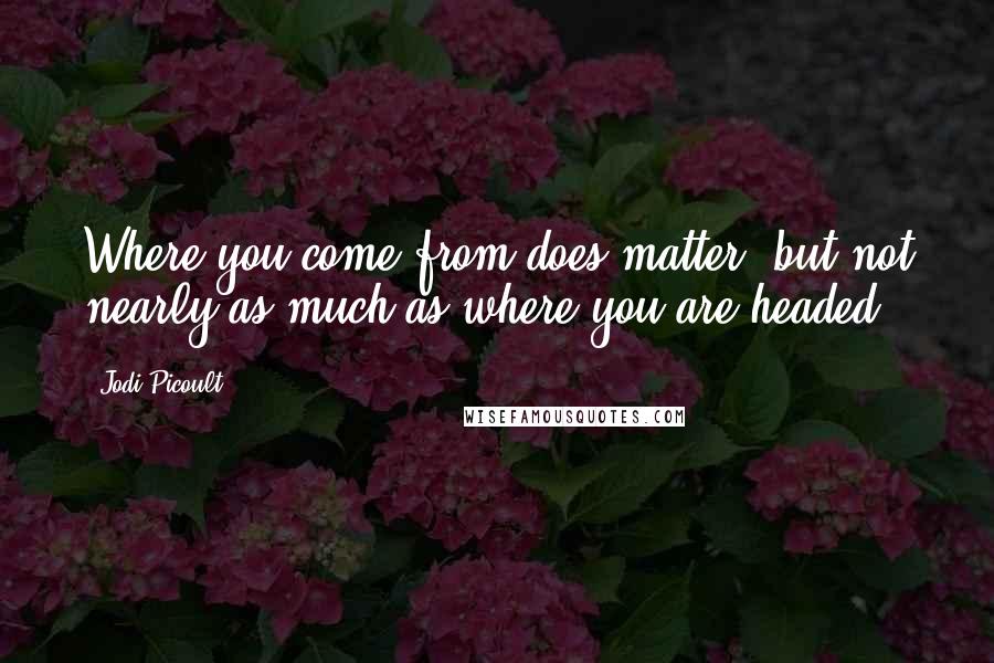 Jodi Picoult Quotes: Where you come from does matter  but not nearly as much as where you are headed.