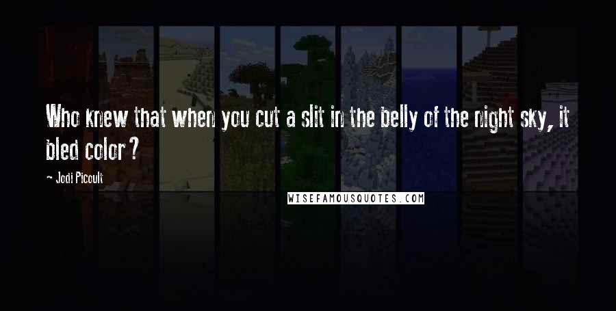 Jodi Picoult Quotes: Who knew that when you cut a slit in the belly of the night sky, it bled color?