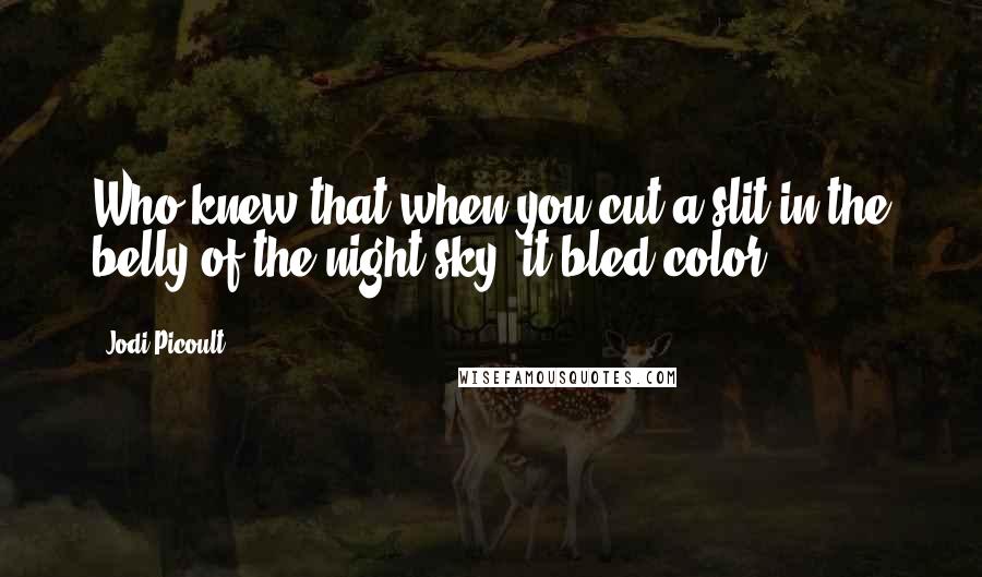 Jodi Picoult Quotes: Who knew that when you cut a slit in the belly of the night sky, it bled color?