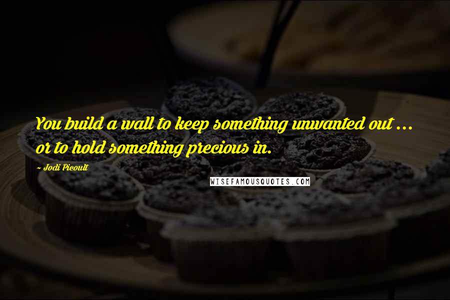 Jodi Picoult Quotes: You build a wall to keep something unwanted out ... or to hold something precious in.
