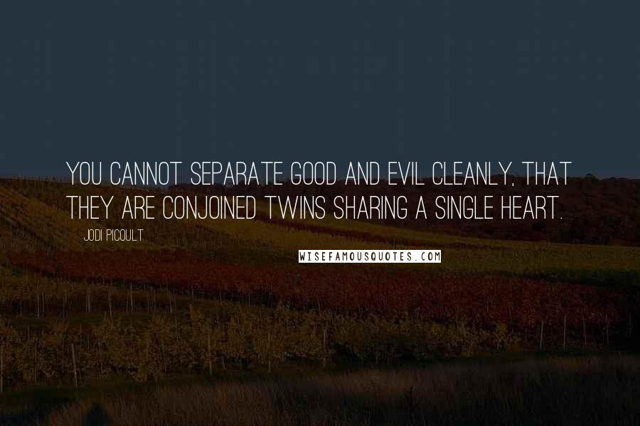 Jodi Picoult Quotes: you cannot separate good and evil cleanly, that they are conjoined twins sharing a single heart.