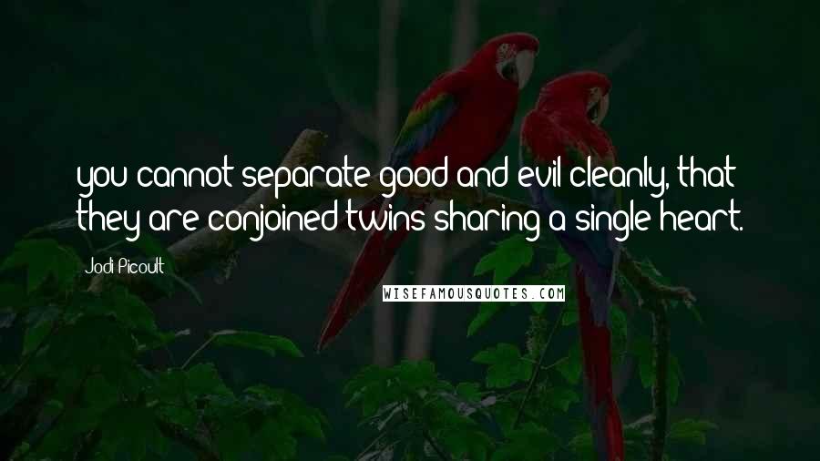 Jodi Picoult Quotes: you cannot separate good and evil cleanly, that they are conjoined twins sharing a single heart.