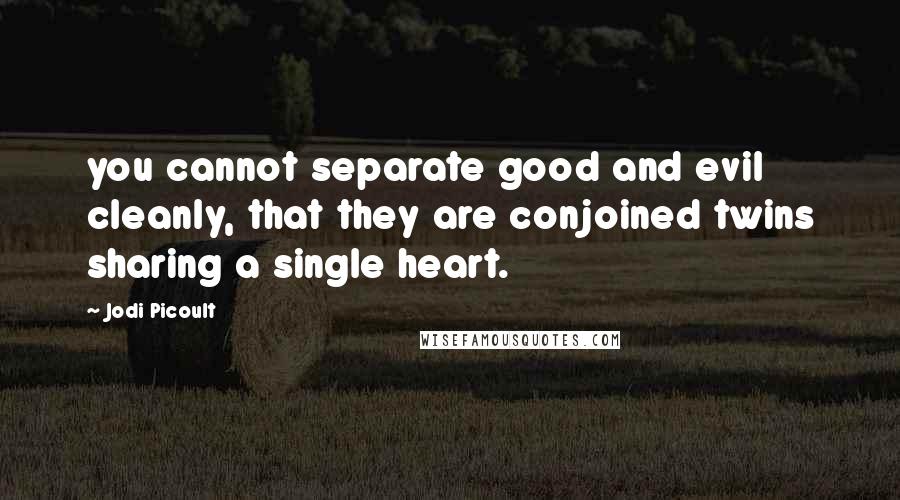 Jodi Picoult Quotes: you cannot separate good and evil cleanly, that they are conjoined twins sharing a single heart.