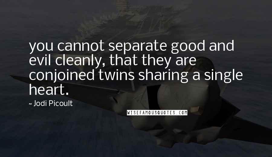 Jodi Picoult Quotes: you cannot separate good and evil cleanly, that they are conjoined twins sharing a single heart.