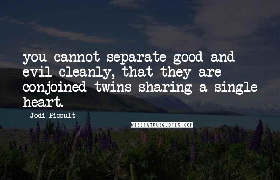 Jodi Picoult Quotes: you cannot separate good and evil cleanly, that they are conjoined twins sharing a single heart.