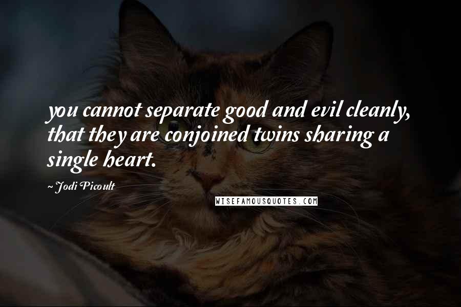 Jodi Picoult Quotes: you cannot separate good and evil cleanly, that they are conjoined twins sharing a single heart.