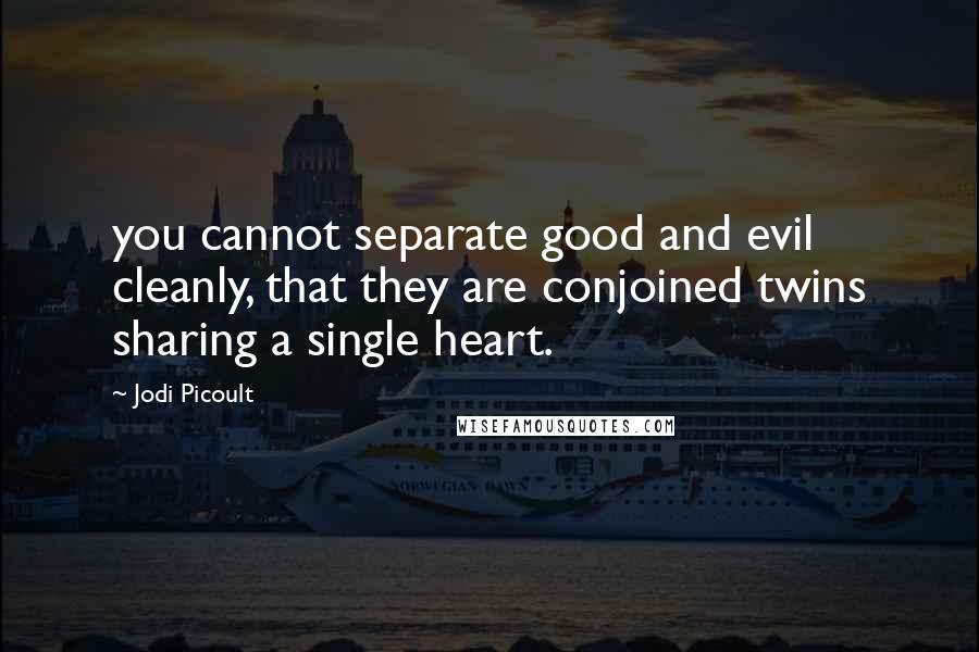 Jodi Picoult Quotes: you cannot separate good and evil cleanly, that they are conjoined twins sharing a single heart.