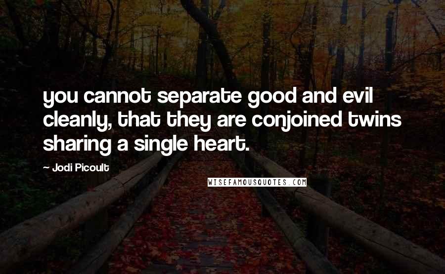 Jodi Picoult Quotes: you cannot separate good and evil cleanly, that they are conjoined twins sharing a single heart.