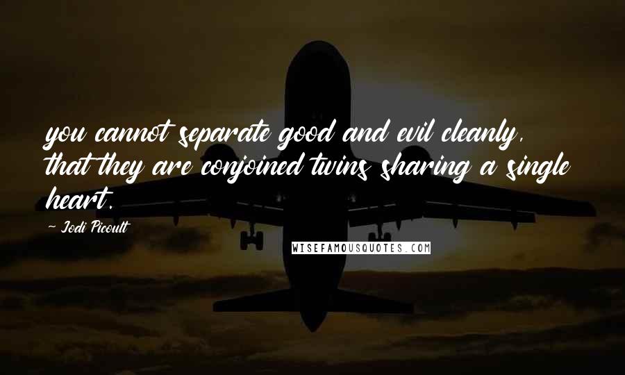 Jodi Picoult Quotes: you cannot separate good and evil cleanly, that they are conjoined twins sharing a single heart.