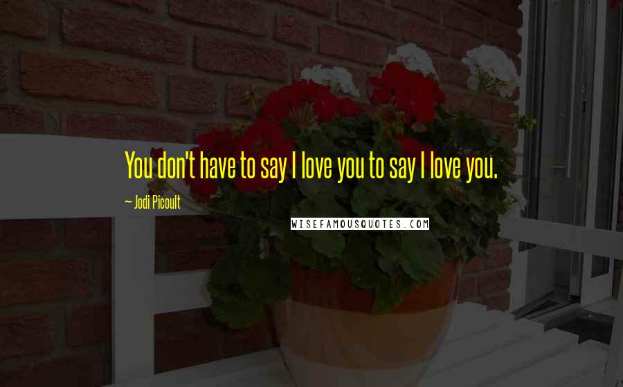 Jodi Picoult Quotes: You don't have to say I love you to say I love you.