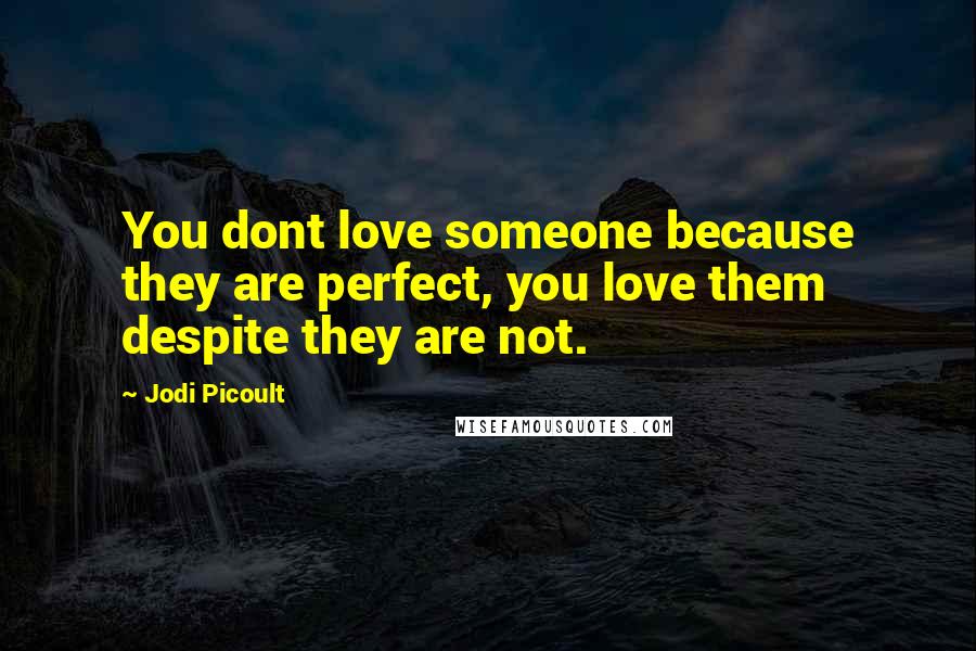 Jodi Picoult Quotes: You dont love someone because they are perfect, you love them despite they are not.