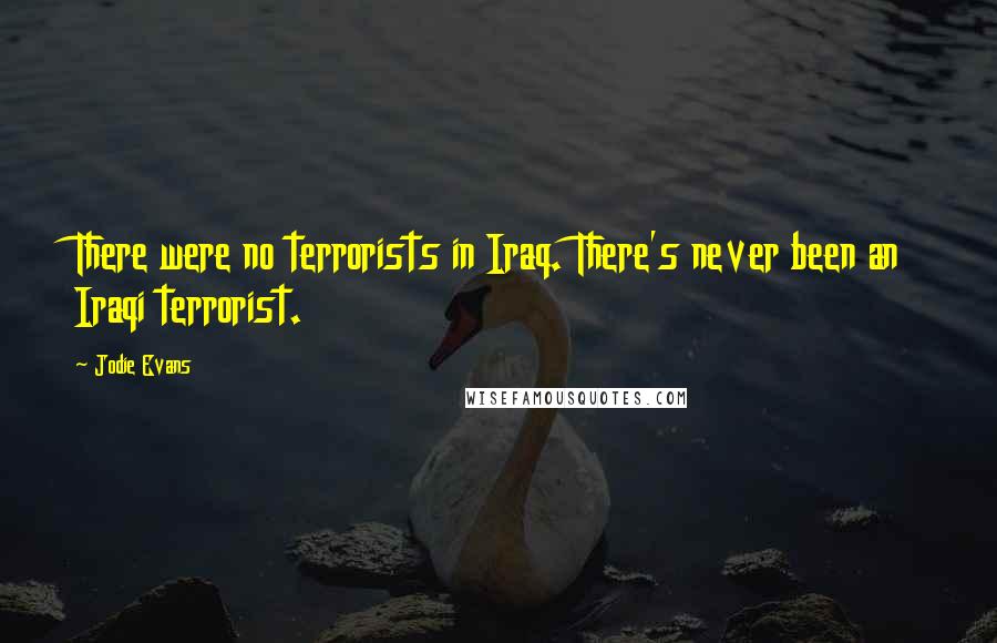 Jodie Evans Quotes: There were no terrorists in Iraq. There's never been an Iraqi terrorist.