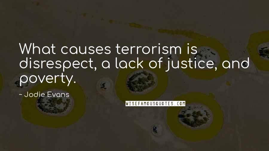 Jodie Evans Quotes: What causes terrorism is disrespect, a lack of justice, and poverty.