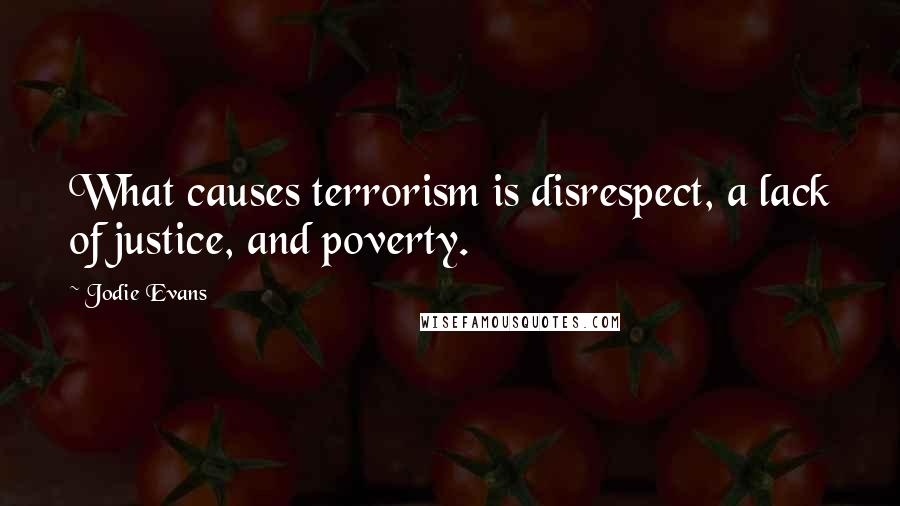 Jodie Evans Quotes: What causes terrorism is disrespect, a lack of justice, and poverty.