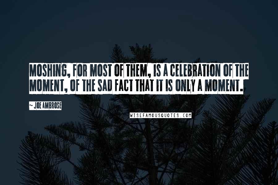 Joe Ambrose Quotes: Moshing, for most of them, is a celebration of the moment, of the sad fact that it is only a moment.