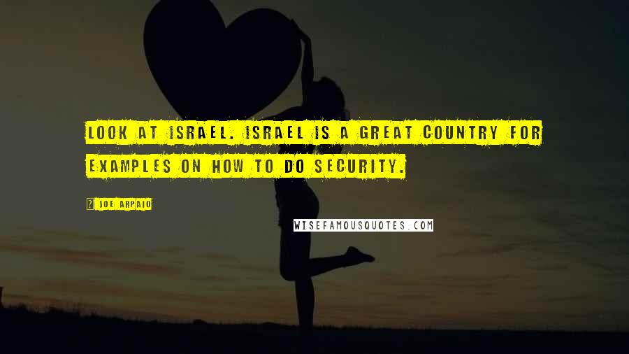 Joe Arpaio Quotes: Look at Israel. Israel is a great country for examples on how to do security.