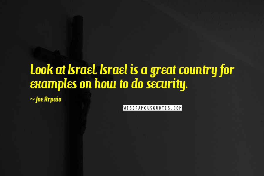 Joe Arpaio Quotes: Look at Israel. Israel is a great country for examples on how to do security.