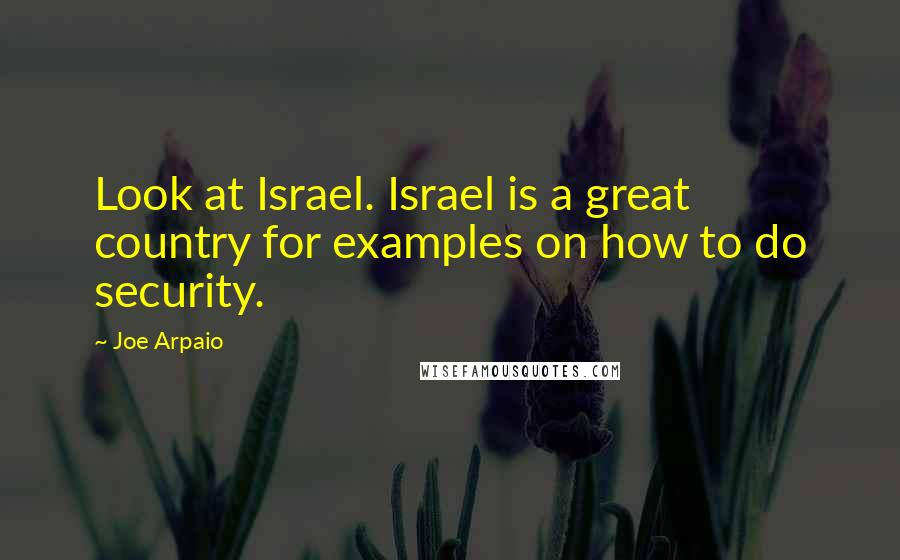 Joe Arpaio Quotes: Look at Israel. Israel is a great country for examples on how to do security.