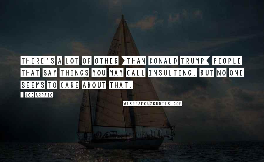 Joe Arpaio Quotes: There's a lot of other [than Donald Trump] people that say things you may call insulting, but no one seems to care about that.