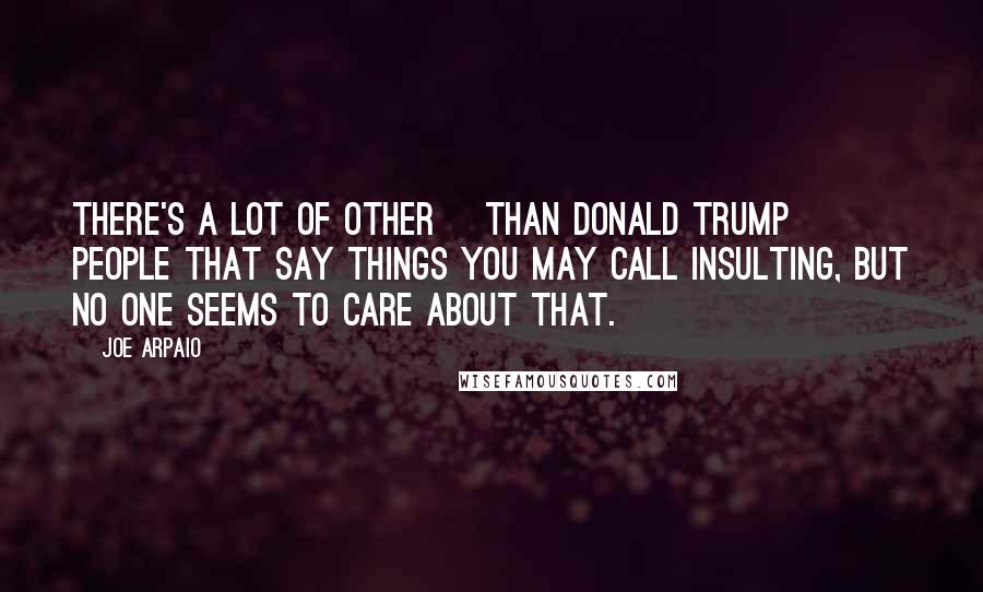 Joe Arpaio Quotes: There's a lot of other [than Donald Trump] people that say things you may call insulting, but no one seems to care about that.