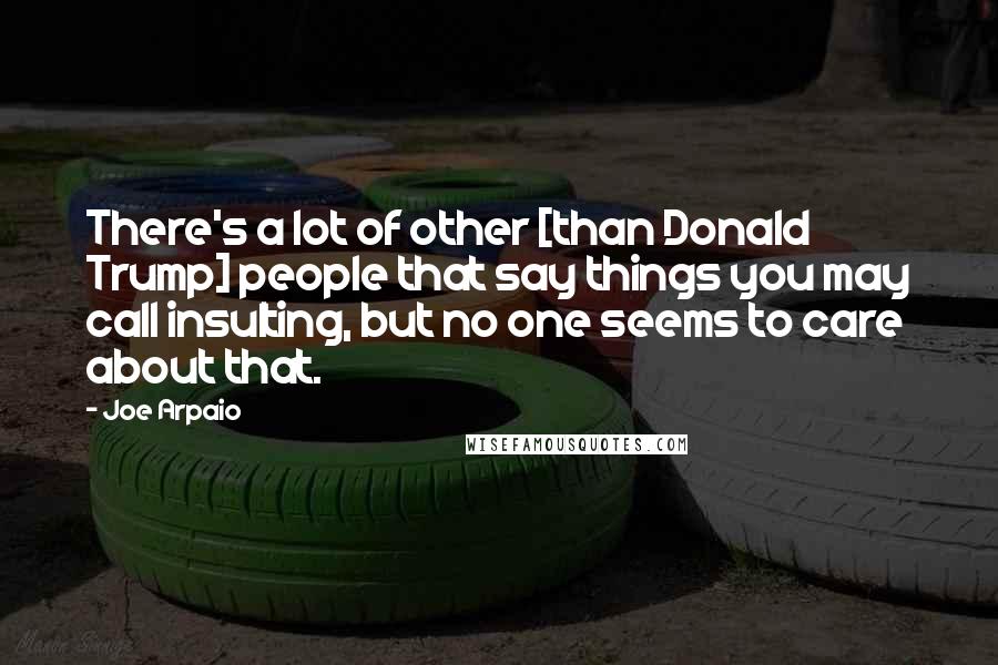 Joe Arpaio Quotes: There's a lot of other [than Donald Trump] people that say things you may call insulting, but no one seems to care about that.