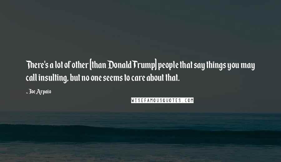 Joe Arpaio Quotes: There's a lot of other [than Donald Trump] people that say things you may call insulting, but no one seems to care about that.