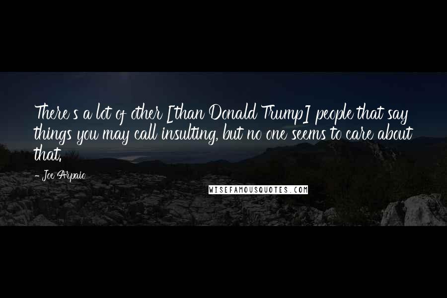 Joe Arpaio Quotes: There's a lot of other [than Donald Trump] people that say things you may call insulting, but no one seems to care about that.