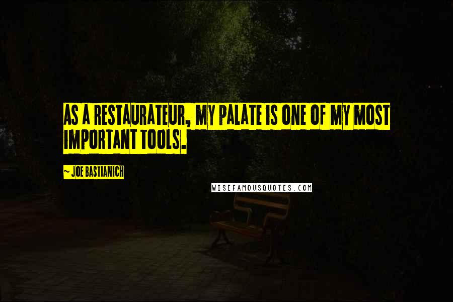 Joe Bastianich Quotes: As a restaurateur, my palate is one of my most important tools.