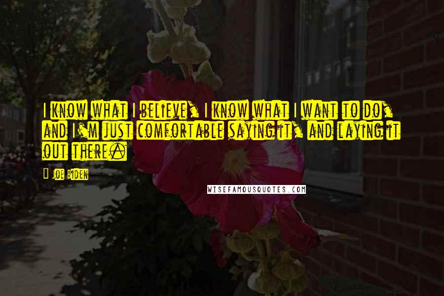 Joe Biden Quotes: I know what I believe, I know what I want to do, and I'm just comfortable saying it, and laying it out there.