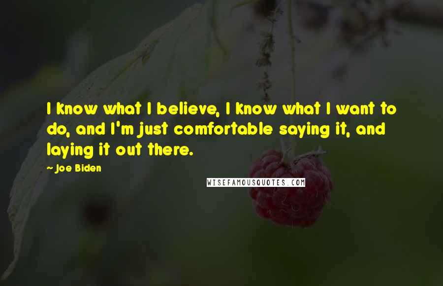 Joe Biden Quotes: I know what I believe, I know what I want to do, and I'm just comfortable saying it, and laying it out there.